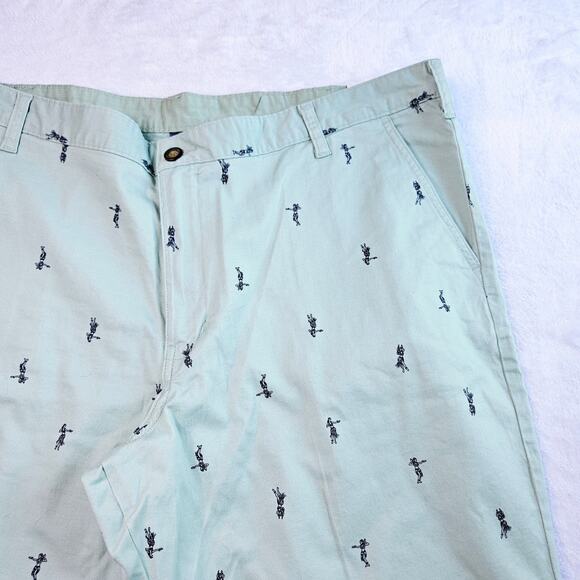New Men's SIZE 42 George Shorts Hula Girl 10" Inseam Light Aqua Blue Hawaiian - Picture 3 of 9